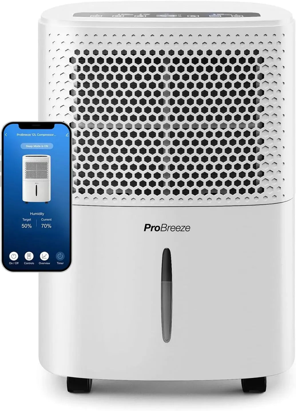 Luftentfeuchter 12L/Tag 5ct/h, Raumentfeuchter, Feuchtigkeitssensor, Pro Breeze® Eco Kompakt 12L/Tag Smart Luftentfeuchter