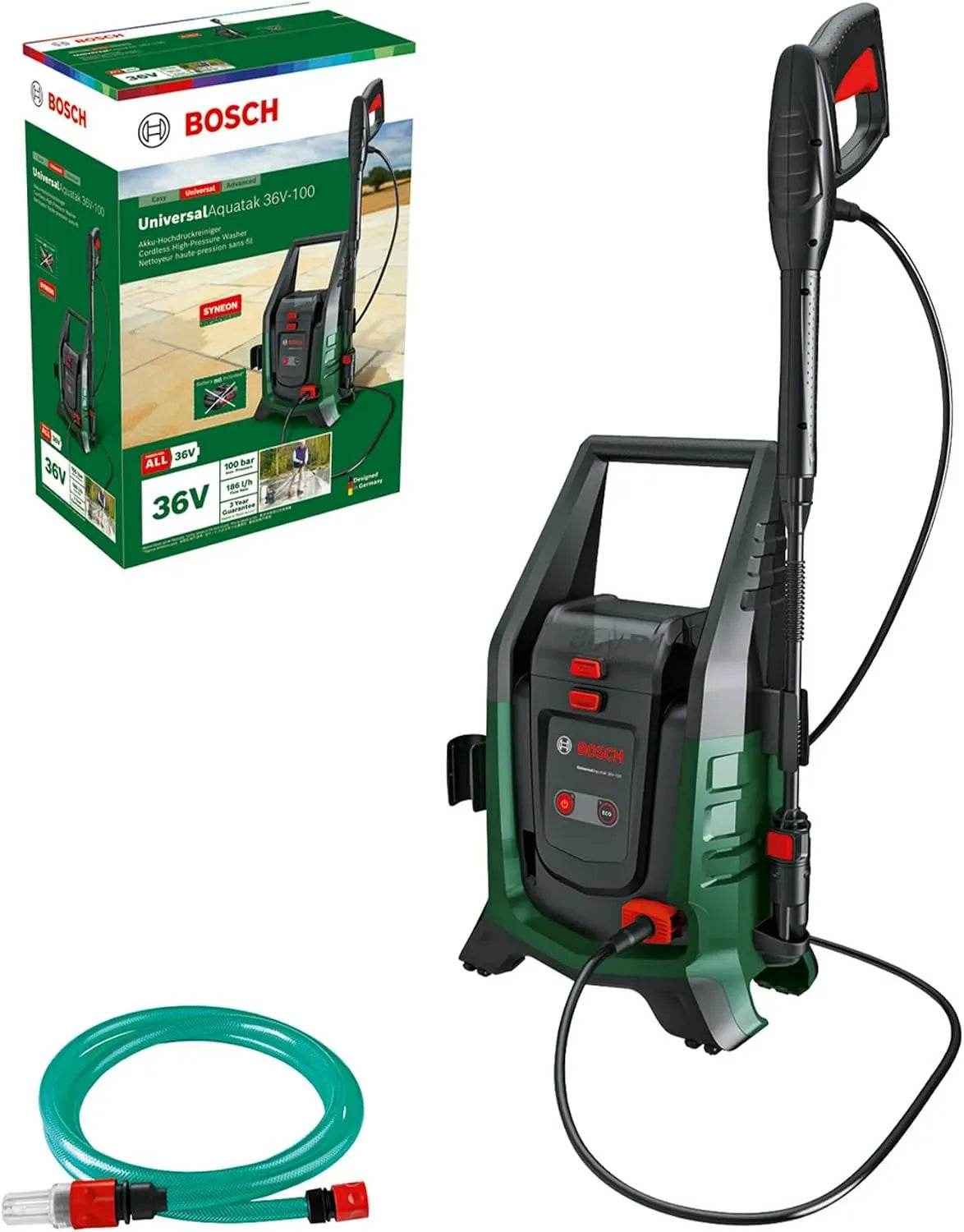 Bosch 36V-100 Hochdruckreiniger, 36 V, Hochdruckreinigungsgerät, Akku-Hochdruckreiniger UniversalAquatak ohne Akku/Ladegerät
