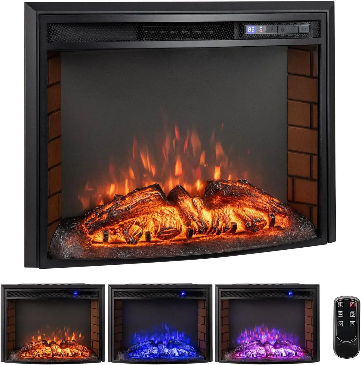 3D-Flammeneffekt 5000BTU Elektrokamin, Einbaukamin, Wandkamin, Heizung, elektrischer Kamin, 69,5 x 21 x 53 cm, 1500 W, Timer, 3D-Optik, COSTWAY