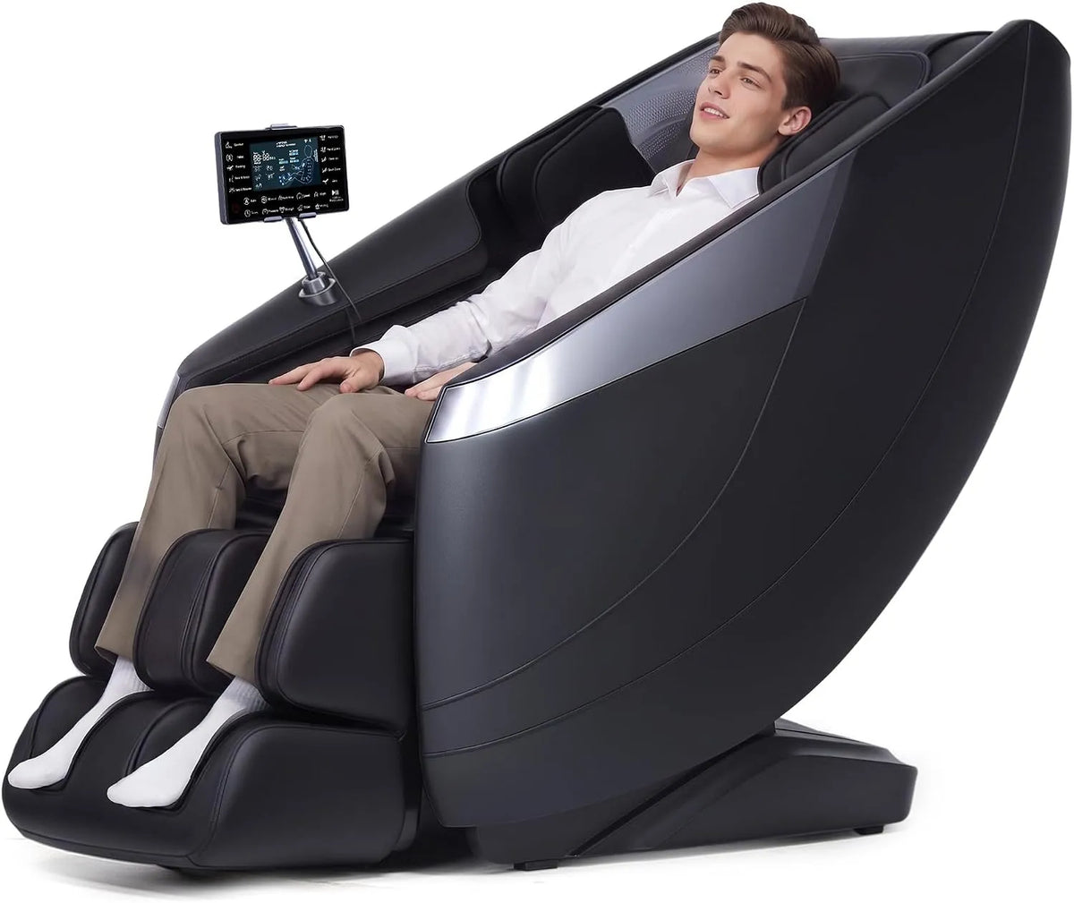 Relax- und Massagesessel, Massagesessel 3D-Robotische, Touch-Bedienung, Bluetooth, 3D-Optik, Schwarz, Touchscreen, Bluetooth Lautsprecher