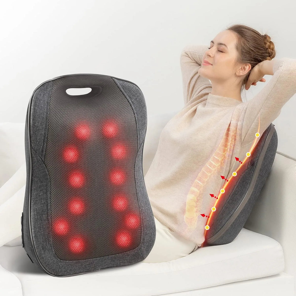 Rückenmassagegerät, Stuhlmassagegerät, Massagekissen, Abdeckung, Wärmefunktion, für Büro und Zuhause, COMFIER
