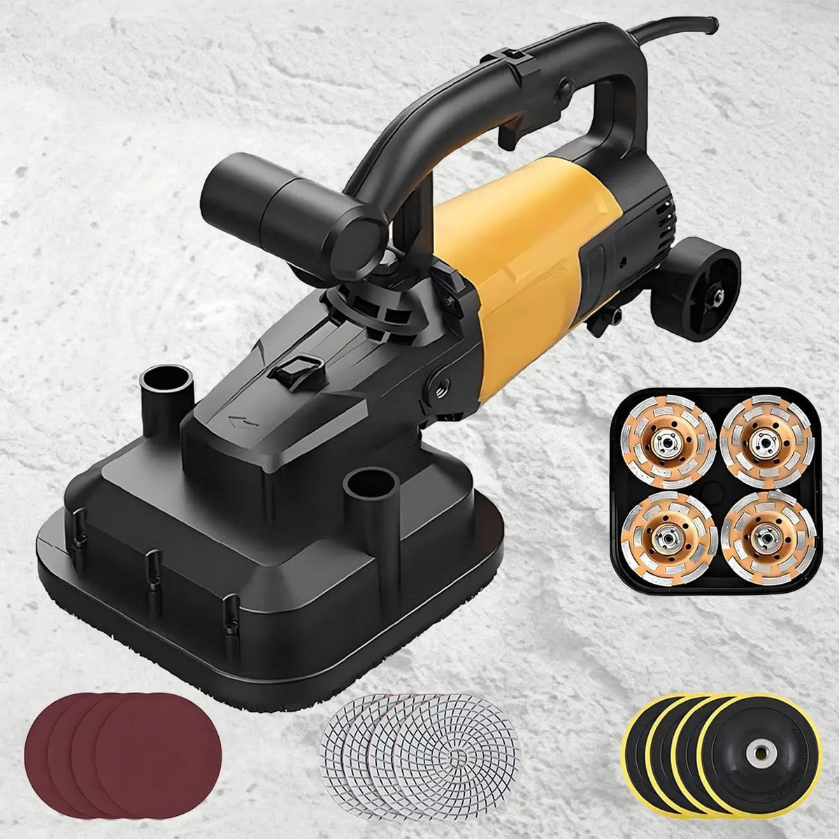 4 Schleifköpfe, 3800W, 6‑stufig einstellbar NoRod