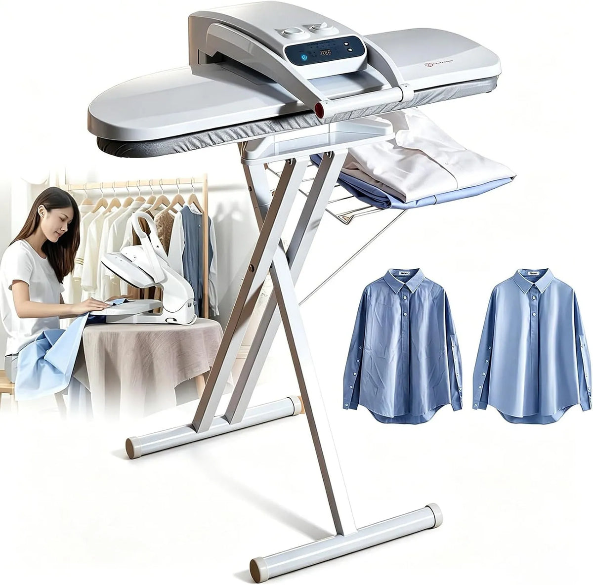 Dampf-Bügelpresse, Support, Dampfbügelpresse, 1400 W, 300 ml, großer Wassertank, Antihaftbeschichtung, für schwere Lasten