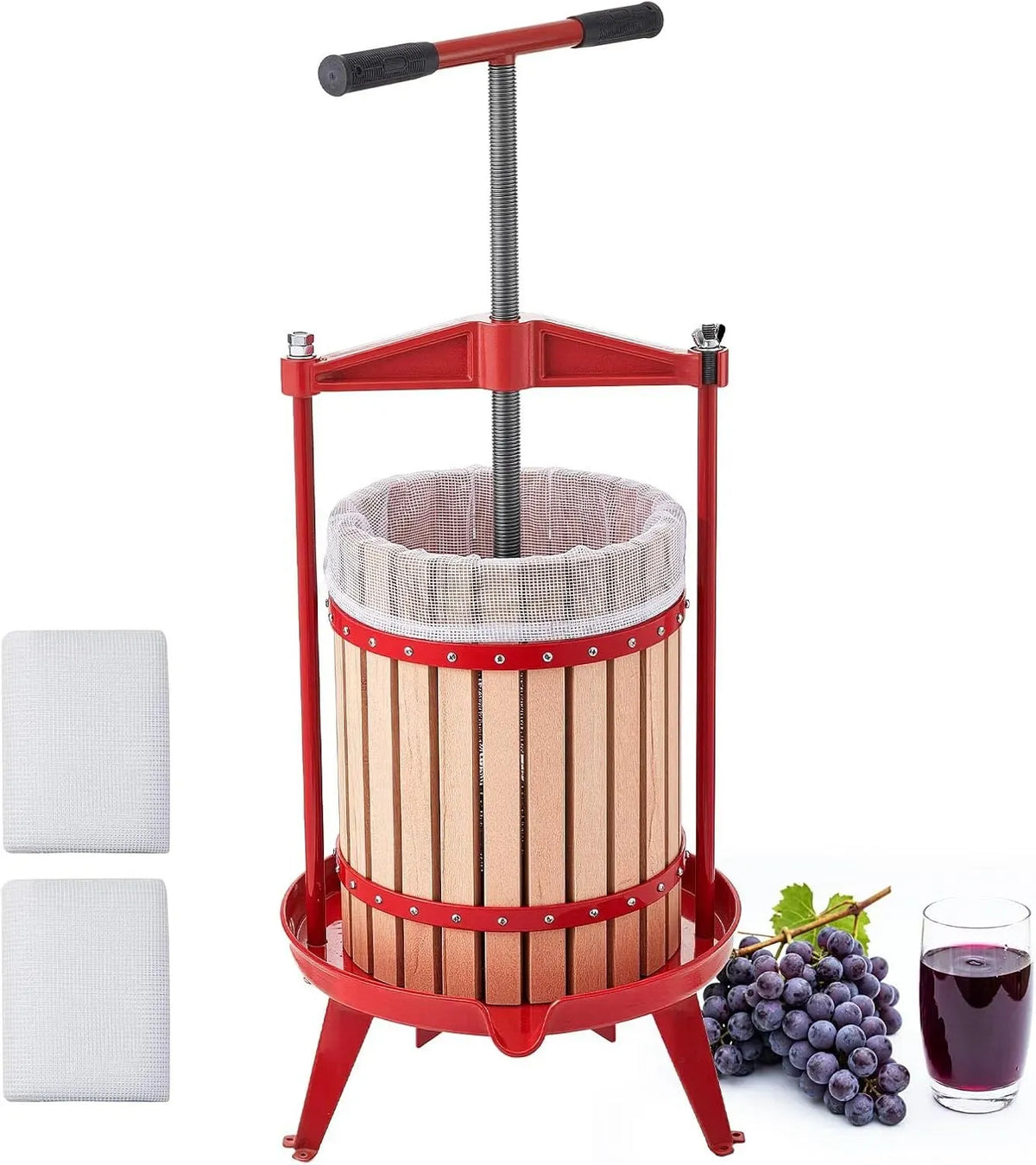 VEVOR Beerenpresse, Apfelpresse, Weinpresse, Obstpresse, Saftpresse, 18 L, Holz, für Äpfel