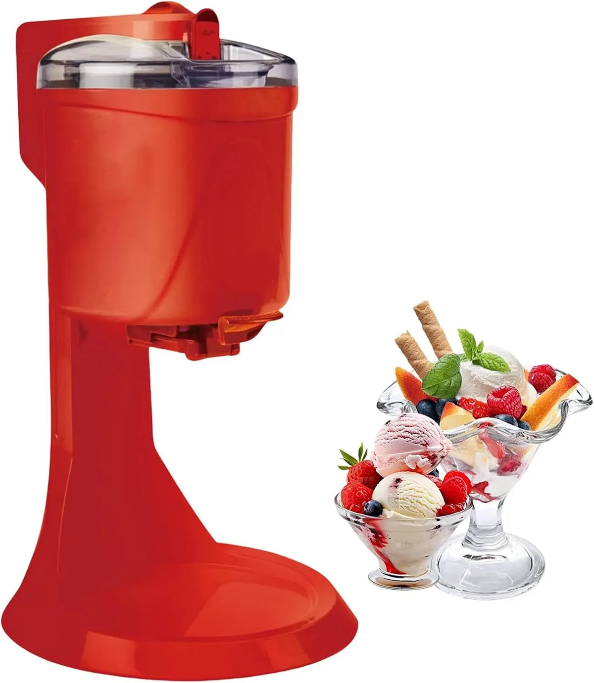 Eiscreme Maschine, Cream Maker, Haushalts-Softeismaschine, Joghurtbereiter, Speiseeismaschine, Rot, für Bar Und Café Red