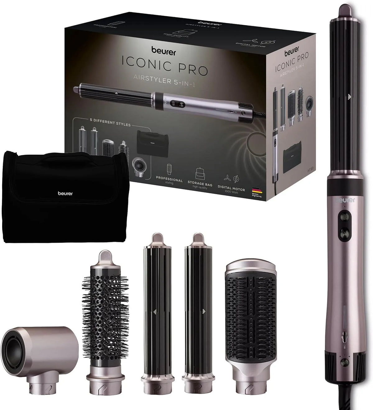 5-in-1 Glättungsbürste, Föhn, für Locken, Beurer