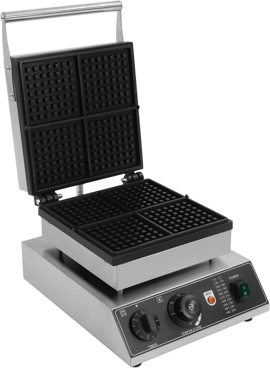 Waffelbereiter, Waffelmaschine, 30x36x24.5cm, 1750 W, 5 cm, gewerblich, für 4 Waffeln gleichzeitig Bäckereien Cafés 30x36x24.5cm
