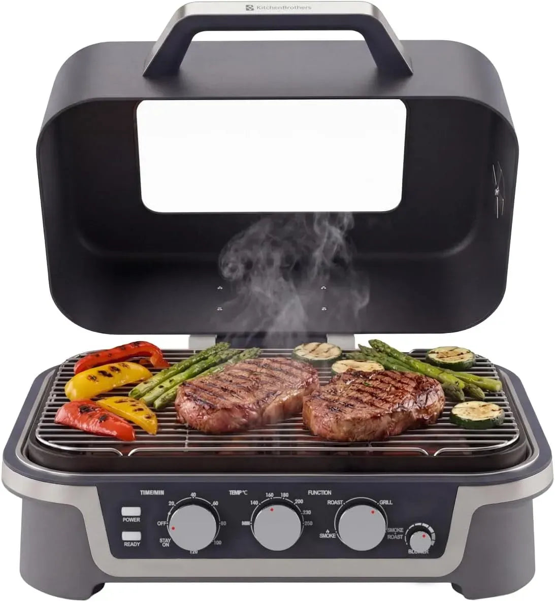 4-in-1 Elektrogrill, Tischgrill, elektrischer Tischgrill, 2600 W, KitchenBrothers