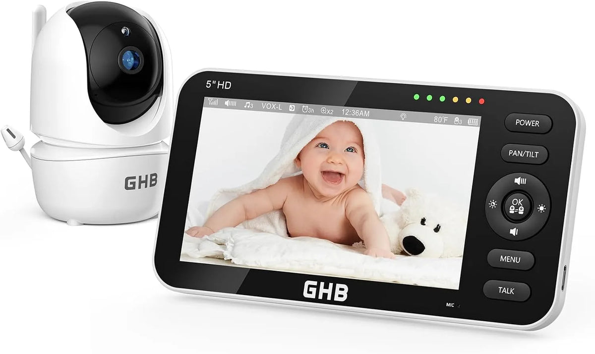 720P Babyphone, Kamera, Babyüberwachungsgerät, IPS-Panel, 2 Temperaturzonen, GHB