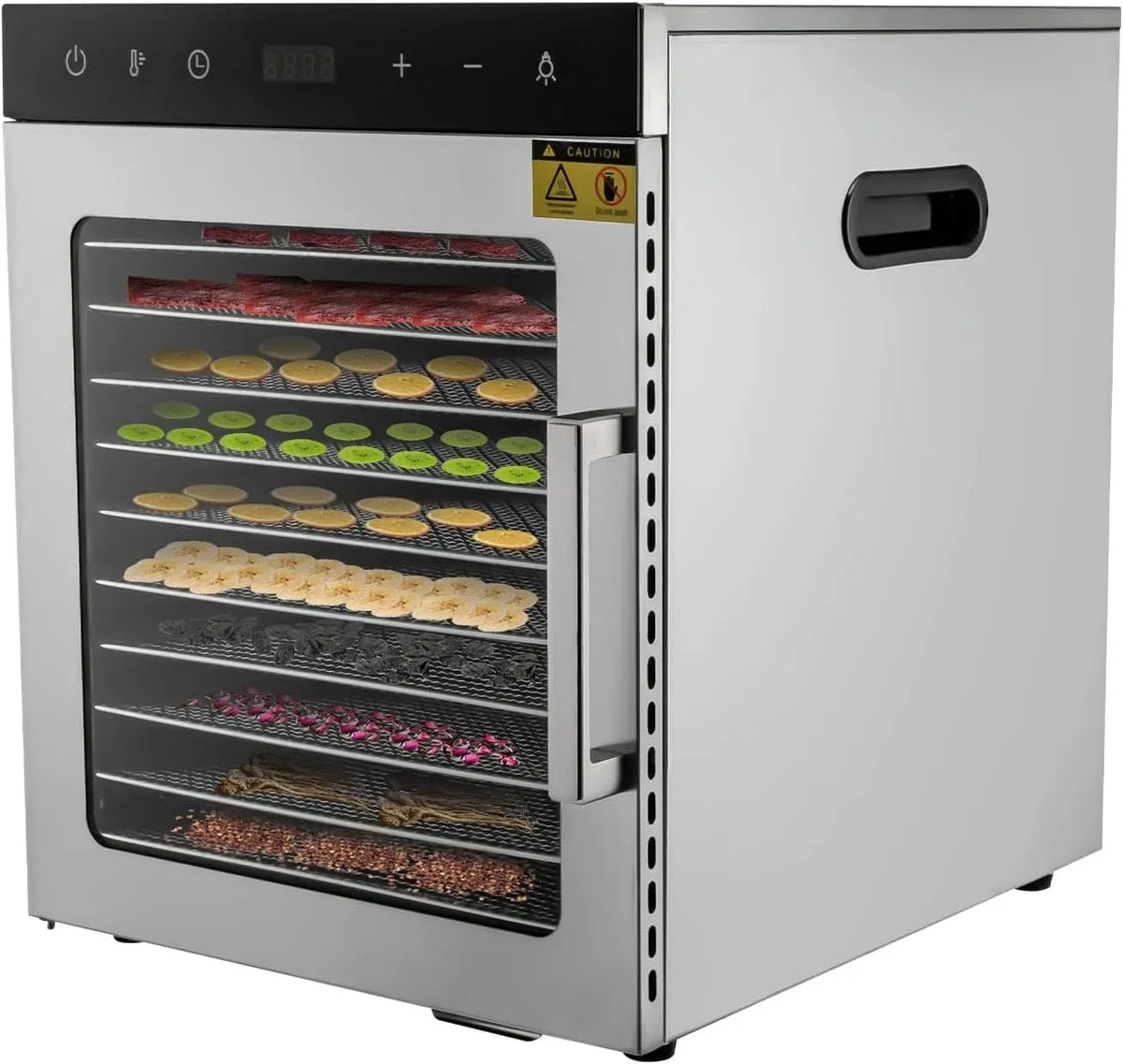 Wäschetrockner 24-Stunden-Timer, 800 W, LED-Beleuchtung, Gefrierfach, 2 Temperaturzonen, Edelstahl