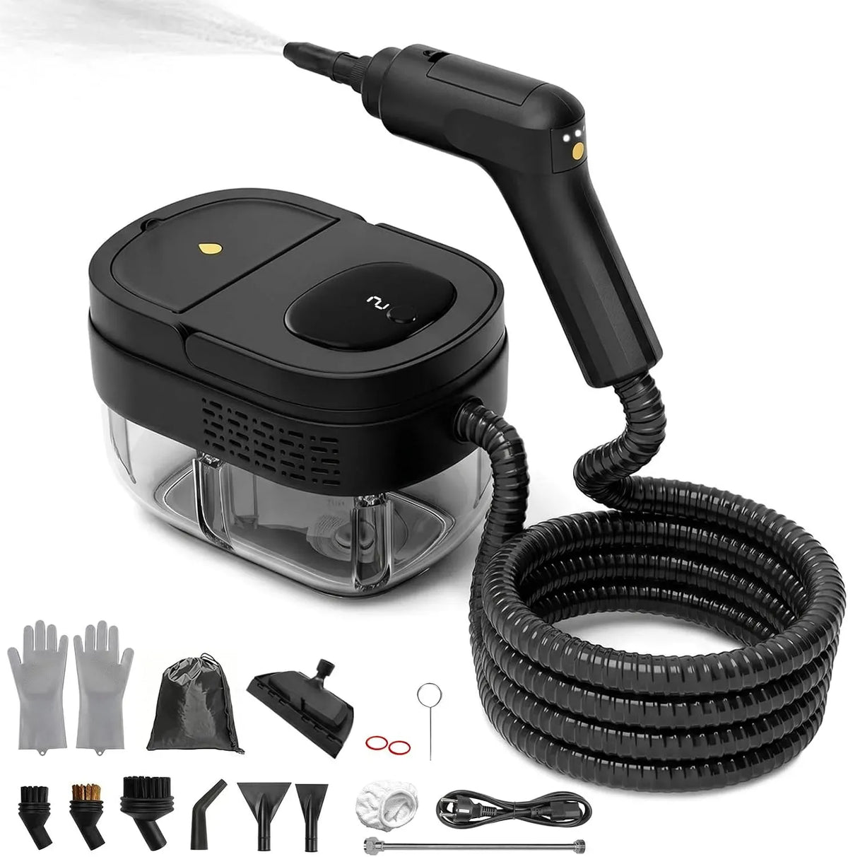 Dampfreiniger, 1,6 L, 2500 W, tragbar, großer Wassertank, Einsatz auf Böden, in Küche, Auto und an Fenstern, 2500W mit 3 Stufig Verstellbarer Griff