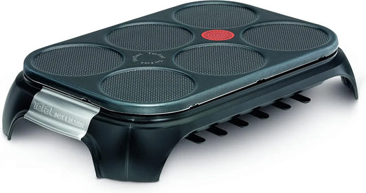 Tefal PY558813 Schwarz / Edelstahl, Crep Party Edelstahl & Design, Pfannkuchen- und Antihaftbeschichtung aus Edelstahl mit einer Kapazität für 6