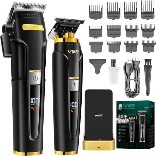 VGR 694 Haarschneidemaschine, Haarschneider, Ladestation, kabellos, Schwarz, für Männer mit Keramikklingen