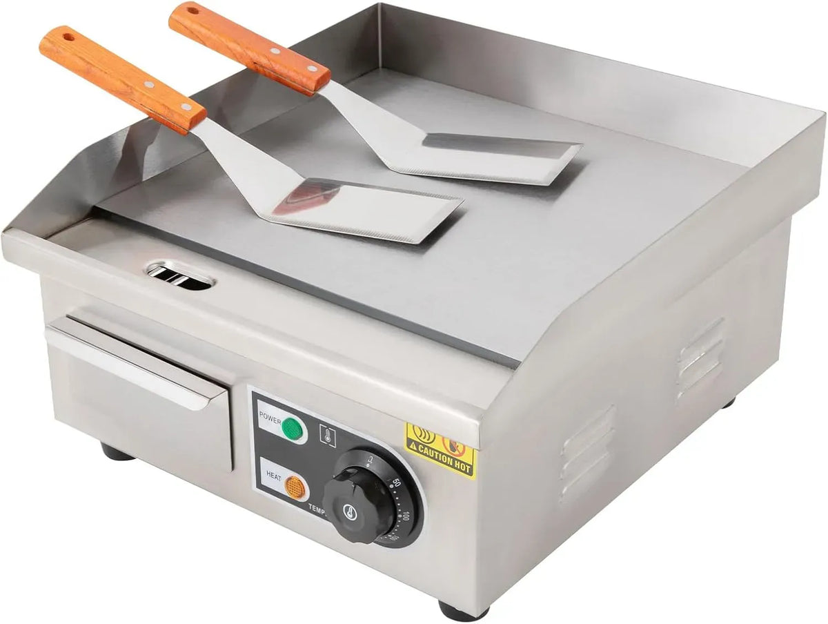 2000-Watt-Elektrogrillplatte Arbeitstisch, 38 × 35,5 cm, gewerblich, Gastronomie, 2 Temperaturzonen, für professionelle Gastronomie