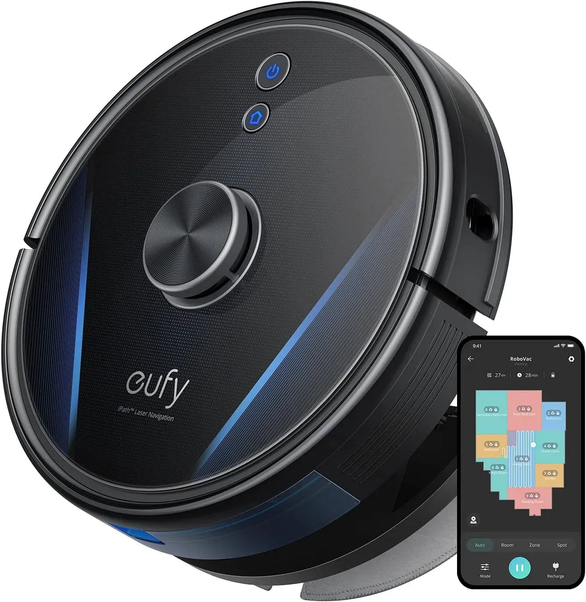 Saugroboter, eufy LR30, Schwarz, 3000Pa Saugleistung, Regulierbarer Wasserbehälter, App