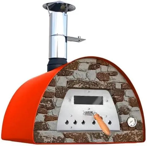 Backofen, Veloce, Rot, Ofen zum Backen, Holzbackofen, Pro 70 Holzbackofen Rot Natursteinfront