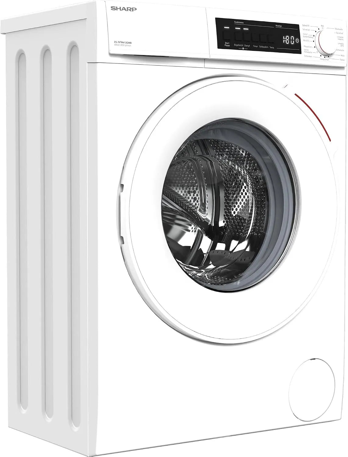 Sharp ES-NFW612CWB-DE Waschmaschine, 15 Programme, 6 kg, Inverter, Dampf, aquaStop, Weiß, 15 min Kurzprogramm und Dampffunktion/AquaStop/Weiß