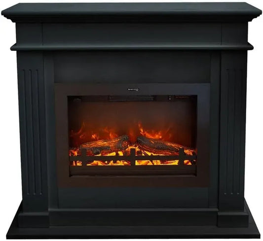 Elektrokamin, Einbaukamin, Dekokamin, Heizung, elektrischer Kamin, 1500 W, Wärmefunktion, Schwarz, Holz