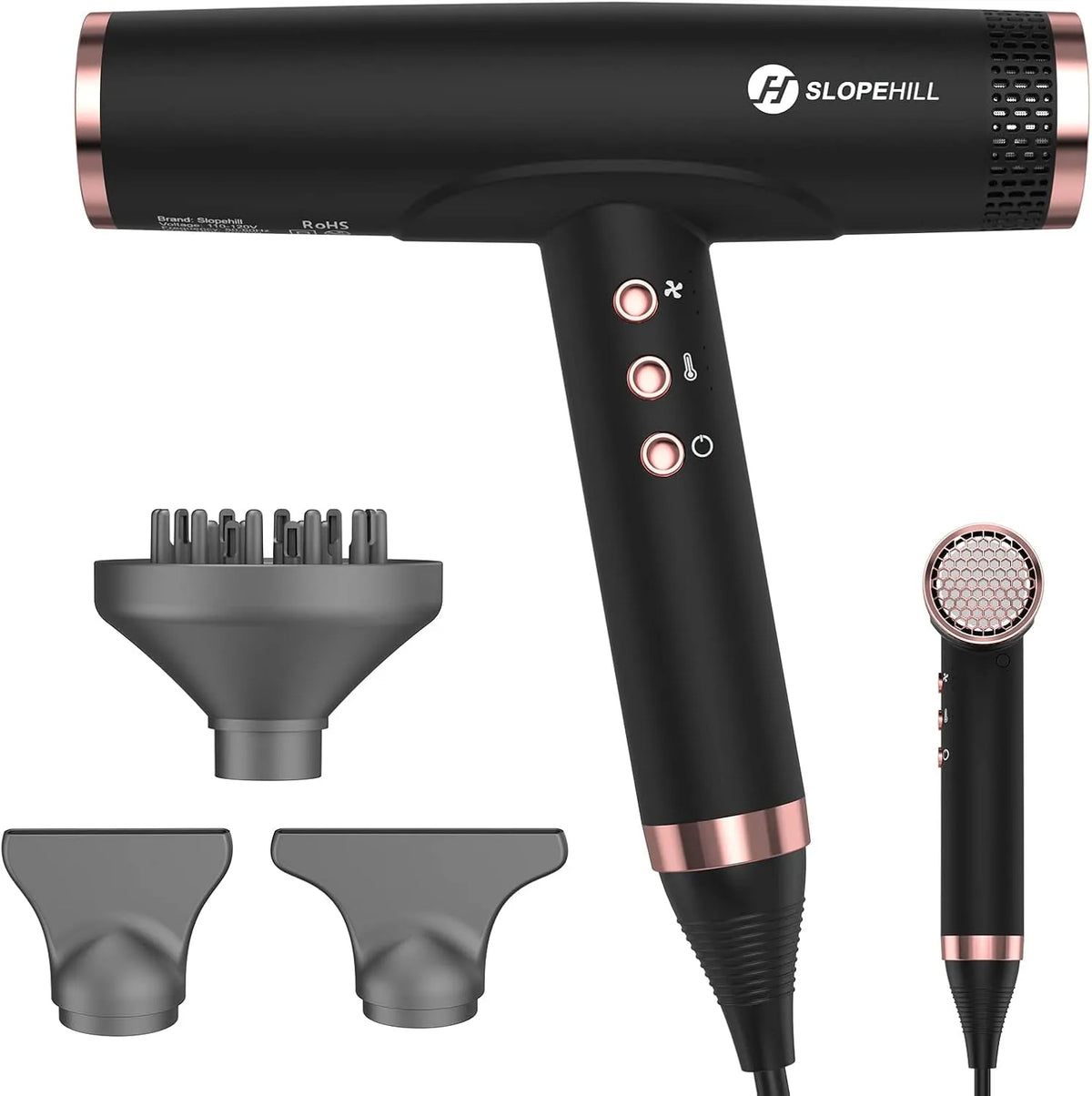 Wäschetrockner 110000RPM, 2000 W, 62 dB, Wohnzimmergestaltung, gewerblich, leise, Schwarz, Keratin ＆ 300 Mio