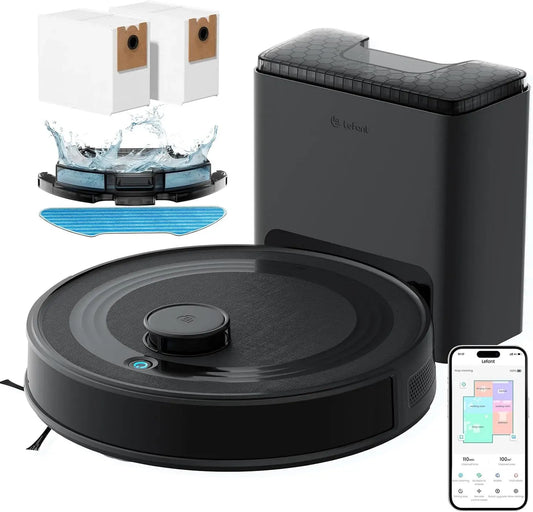 Lefant Saugroboter, WLAN, Schwarz, WiFi/App/Alexa, 6000Pa