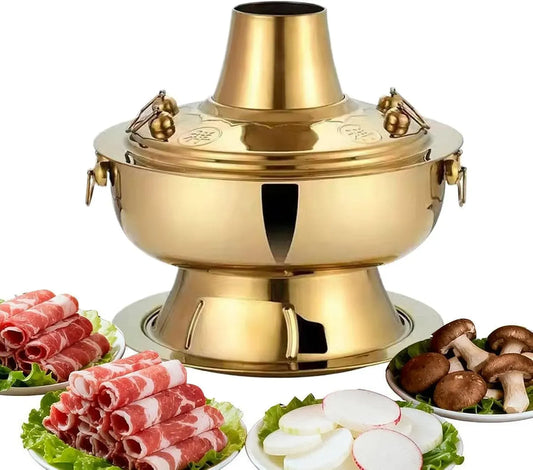 Holzkohle Hot Pot Edelstahl-Schnellheiz-Camping-Kochgeschirr