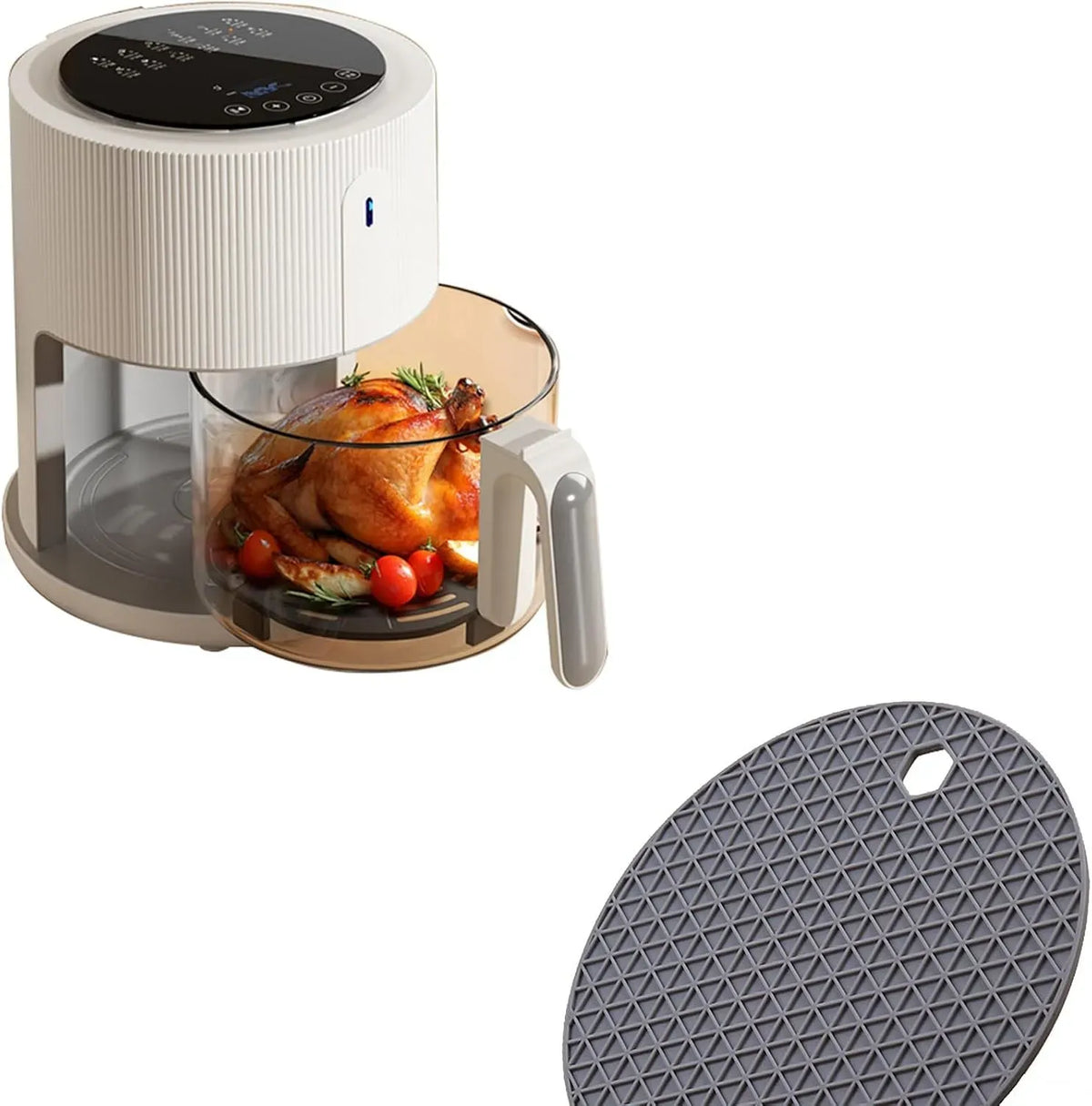 Heißluftfritteuse, 4,5 L, 1400 W, Antihaftbeschichtung, Weiß, Antihaft-Kochen, einstellbare Temperaturregelung, Knopf 4,5 l, 5,5 l