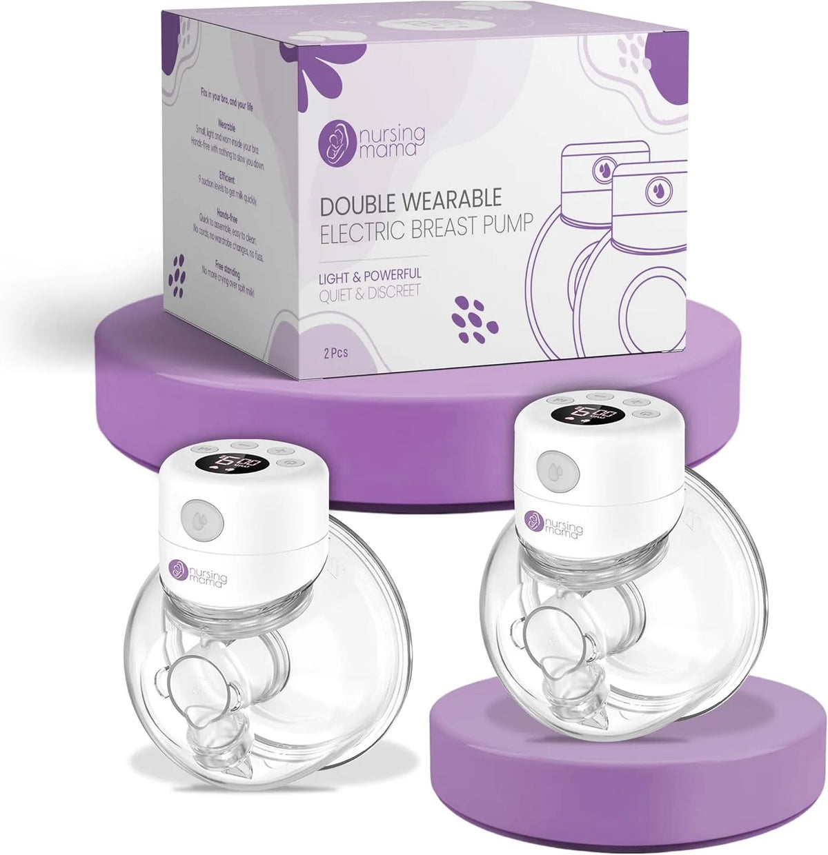 Milchpumpe, elektrische Stillpumpe, tragbar, tragbare und tragbare Pumpe mit weichem DoubleFit-Flansch, 24 mm, 2 Modi, 2 Stück, 9 Stufen