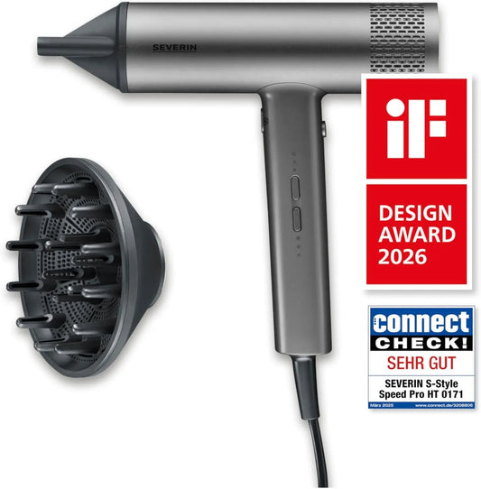 Severin HT 0171 Wäschetrockner, S-Style Speed Pro, 2,8m Kabel, BLDC-Motor, 2,8 m, 2.000 W