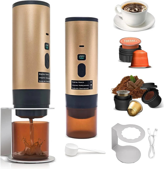 Nespresso 3-in-1 7800mAh Kaffeemaschine, tragbar, USB, USB-C Ladefunktion & 20-Bar-Presse