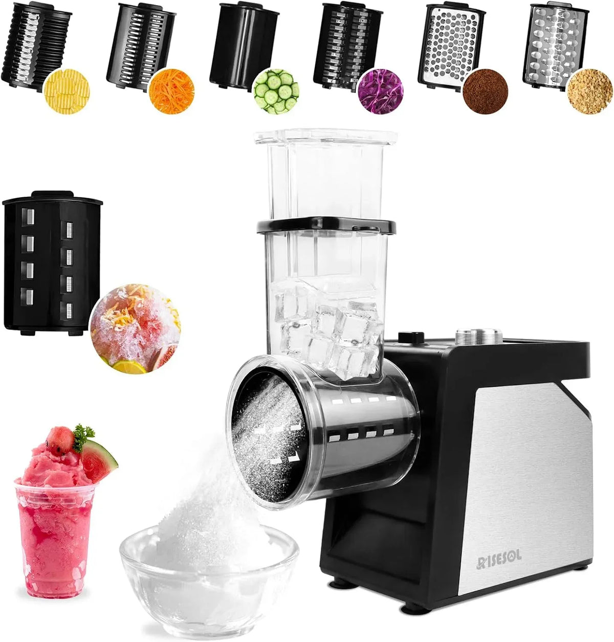 Gemüseschneider, Eisrasierer, Crusher, 250 W, 220 V, Edelstahl, Küche Käsereibe Multifunktional 220V