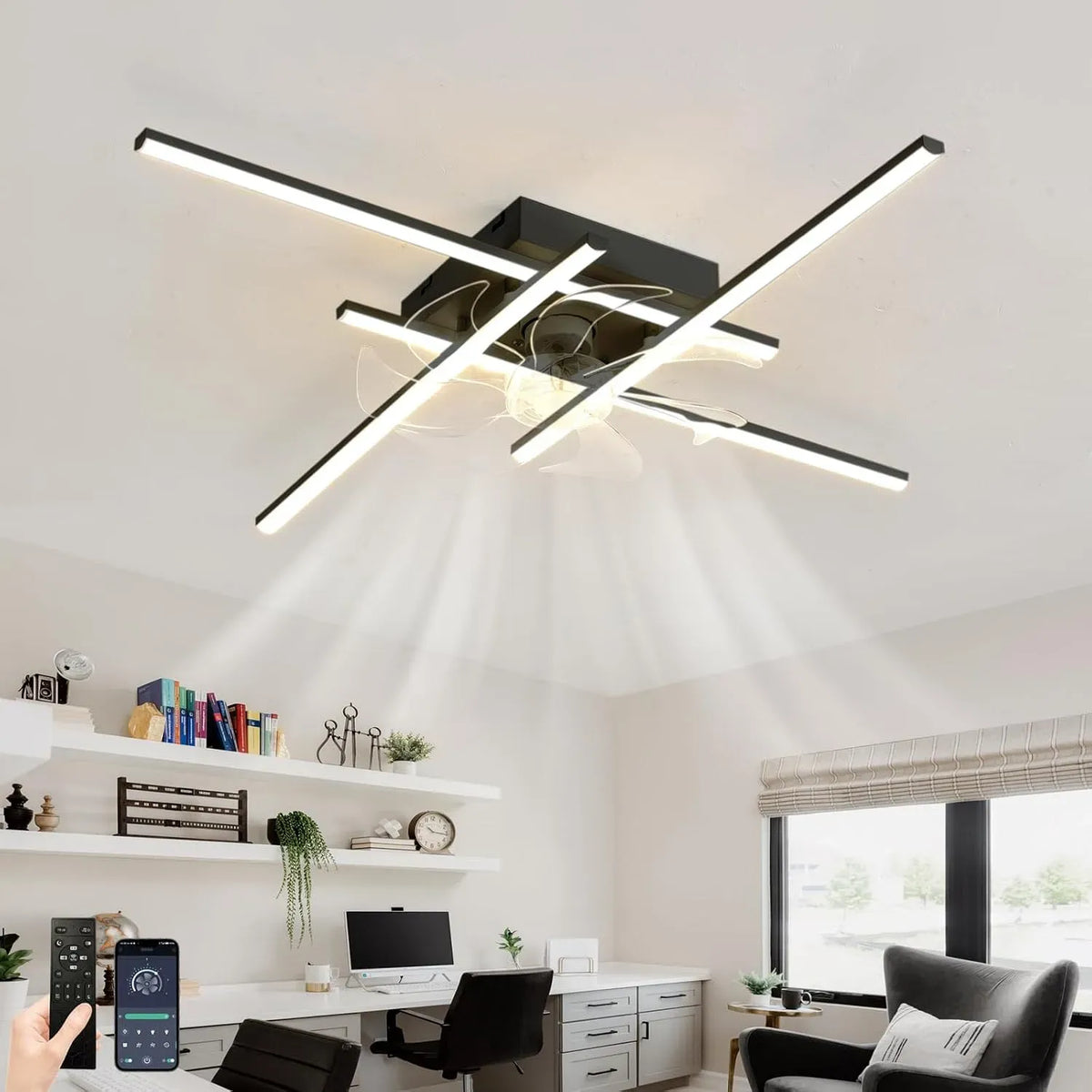 Ventilator, Timer, leise, Dimmbar füR Wohn- und Schlafzimmer, Leise Reversibel, 6 Gang