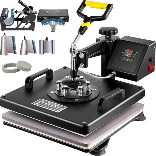 VEVOR Textildruckpresse, Transferpresse, Plattenpresse, Textilpresse, Heißpresse, 38 x 38 cm, 1000 W, Schwarz