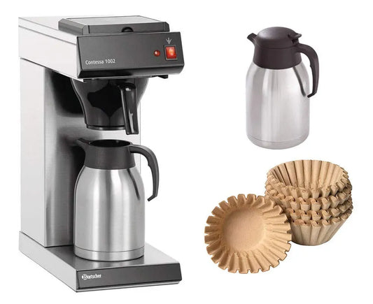 Kaffeemaschine, Kaffeebereiter, elektrische Kaffeemaschine, Bartscher Kaffeemaschine Contessa 1002 + 1000 Korbfilter + 2