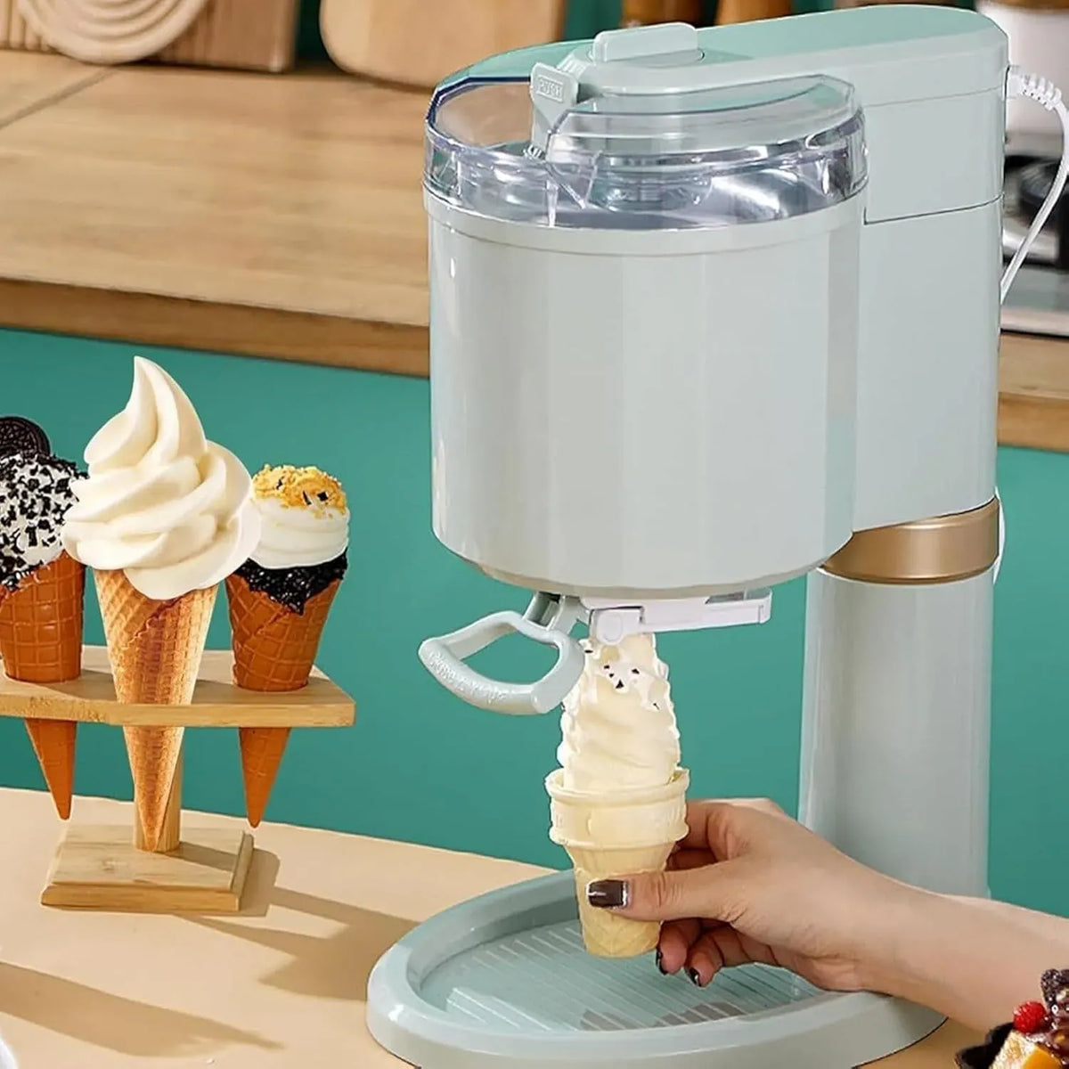 Mini Maker, Softeismaschine, Joghurtbereiter, Speiseeismaschine, 1 L, für Zuhause für Bars und Cafés