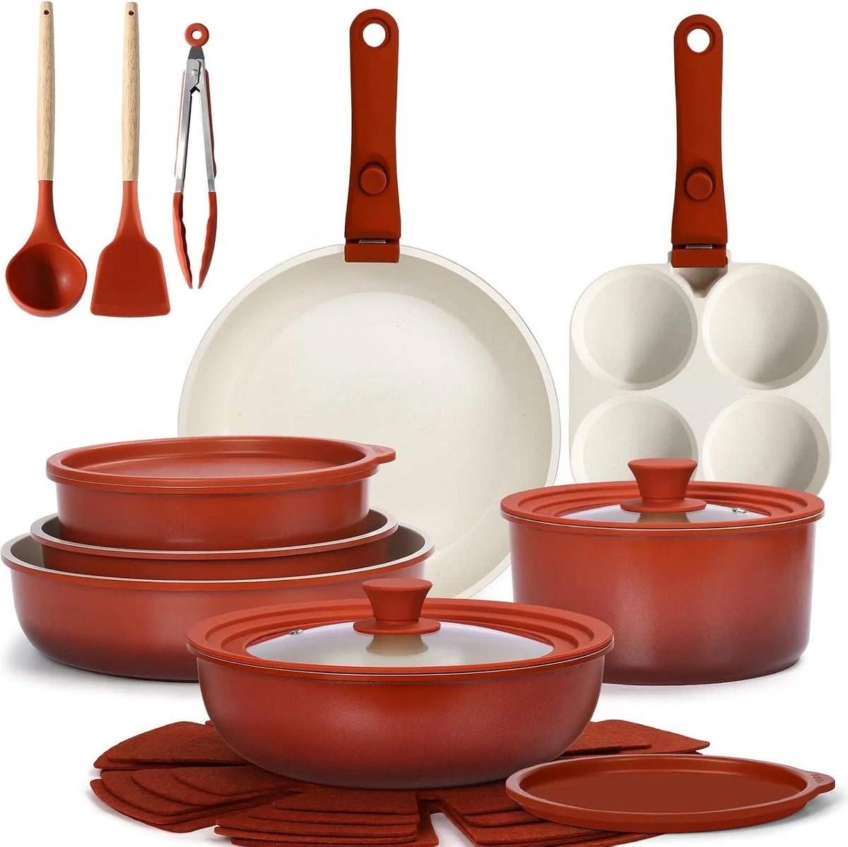Geschirrspüler, Spülmaschine, GiPP 21PCS, Antihaftbeschichtung, Granit Topfset mit Abnehmbarer Griff, Antihaft-Topf und Pfannenset