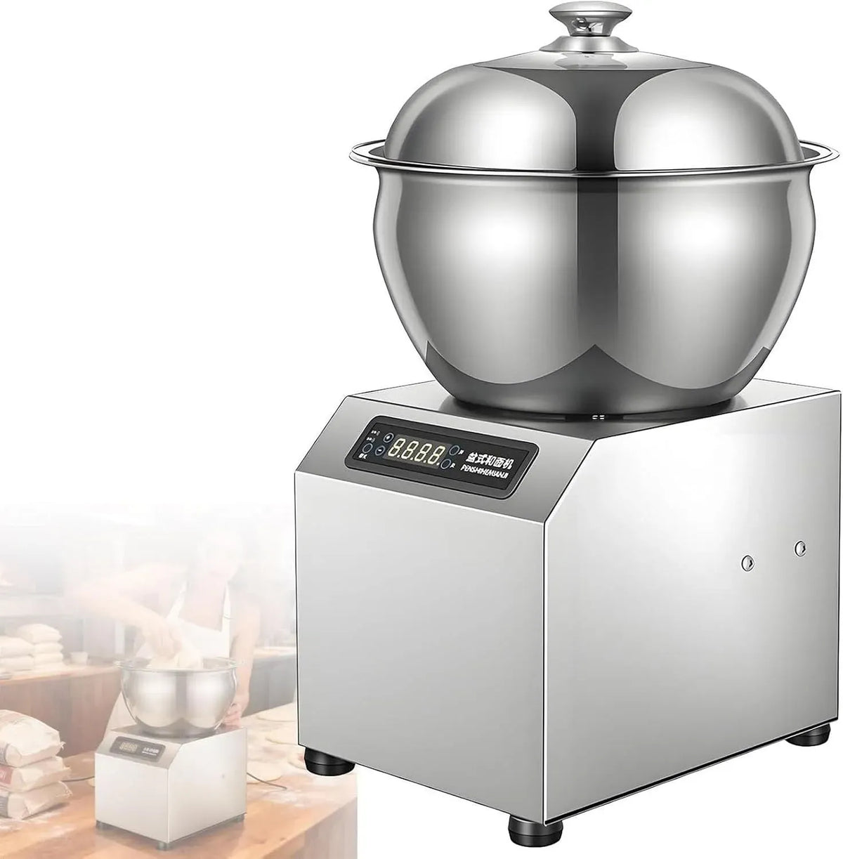8kg/18lbs Teigknetmaschine, 8 kg, Robuste Teigknetmaschine mit Doppelrotation