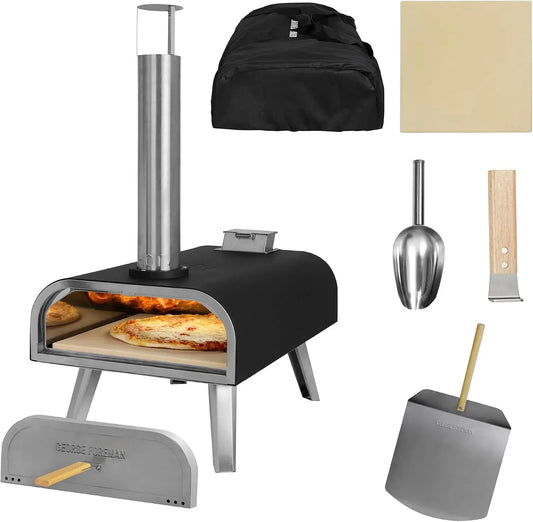 Elektrischer Pizzaofen GFWPPO2BPC, 40,6 cm, tragbar, Outdoor, Schwarz, Faltbare Beine, BBQ Ofen & Smoker