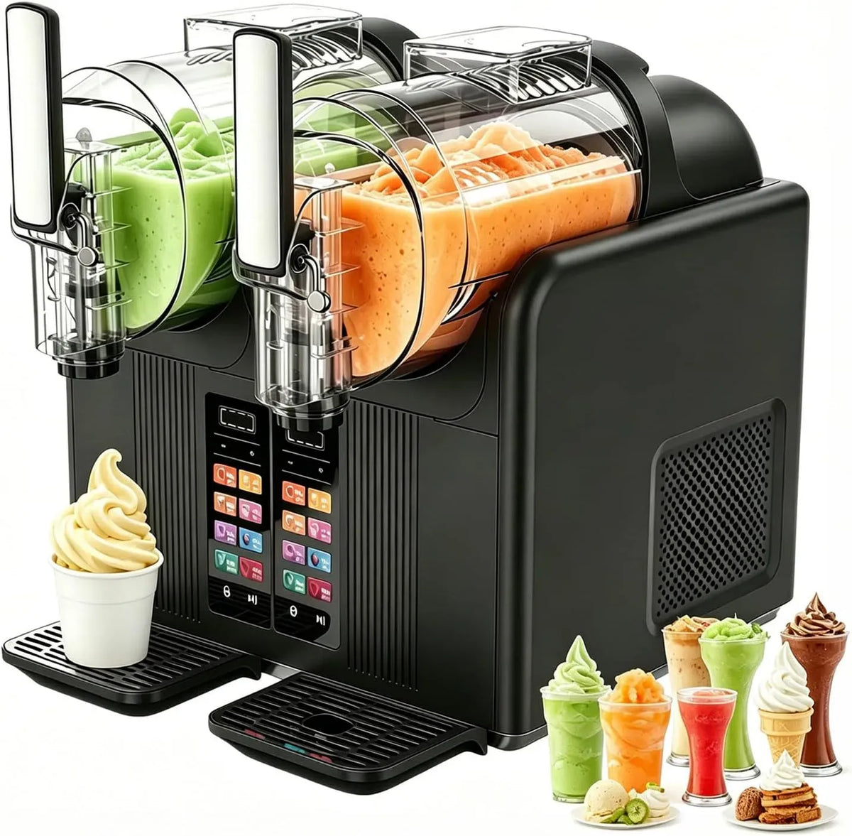 Slush-Eis-Maschine, Eismaschine, Speiseeismaschine, Slush-Eisbereiter, 4 L, Schwarz, für Margaritas Frappés Milchshakes Mehr