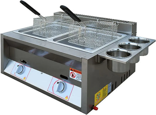 Küchenbratmaschine, Gasfritteuse, gewerblich, Restaurant, Edelstahl, für die Restaurant Heimküche