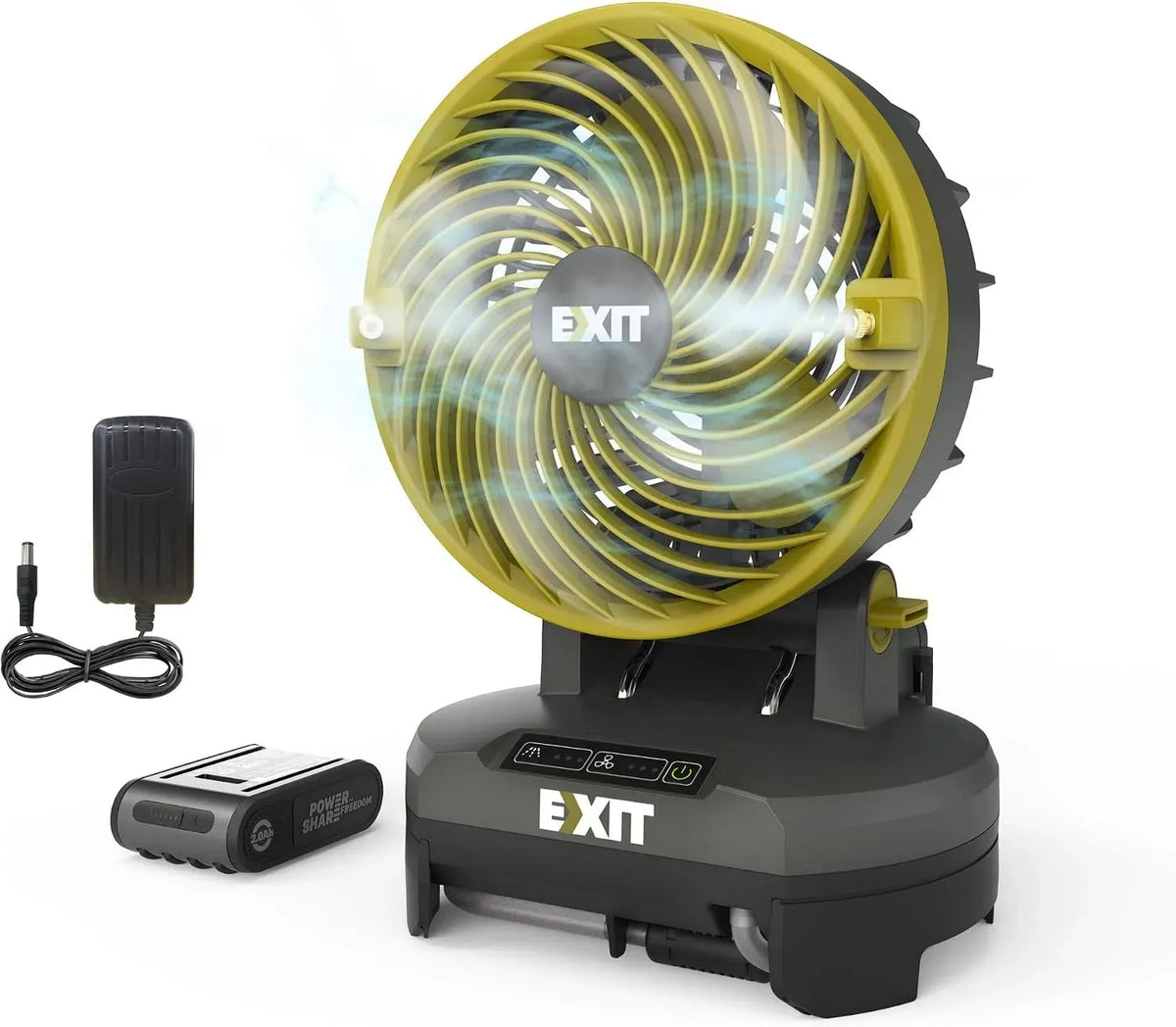 Ventilator, 20 V, EXIT EX022, Grill, Camping, Grillpartys & Strand, ideal für Camping