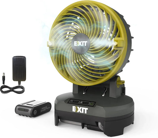 Ventilator, 20 V, EXIT EX022, Grill, Camping, Grillpartys & Strand, ideal für Camping