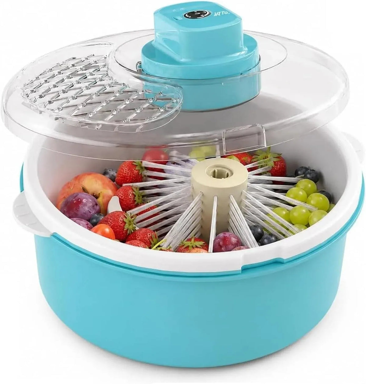 Wäschetrockner, herausnehmbar, Blau, Trockner für Wäsche, Elektrische Salatschleuder und Obst-/Gemüsewascher mit herausnehmbarem Siebeinsatz