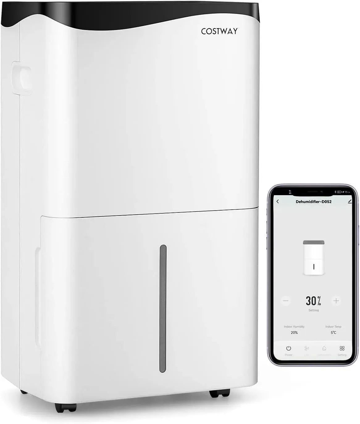 Wäschetrockner, 5 L, COSTWAY 50L/Tag 24H, Timer, großer Wassertank, Smart Luftentfeuchter mit Timer & Ventilator & Schlafmodus, LED-Anzige, 250m³