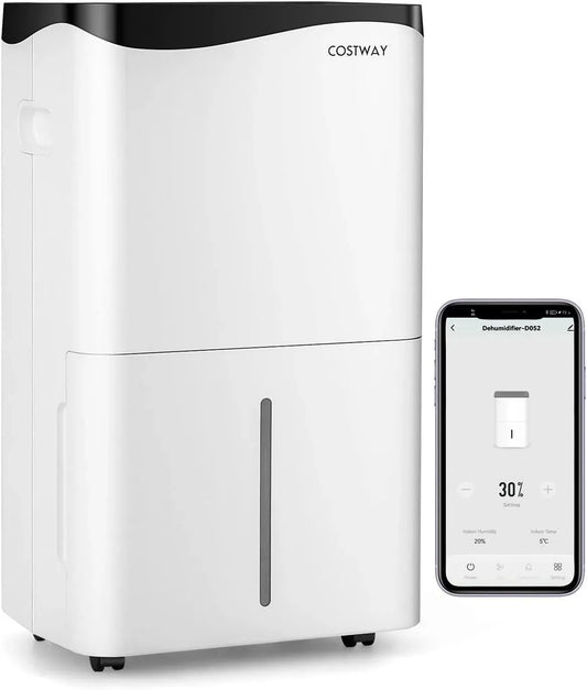 Wäschetrockner, 5 L, COSTWAY 50L/Tag 24H, Timer, großer Wassertank, Smart Luftentfeuchter mit Timer & Ventilator & Schlafmodus, LED-Anzige, 250m³