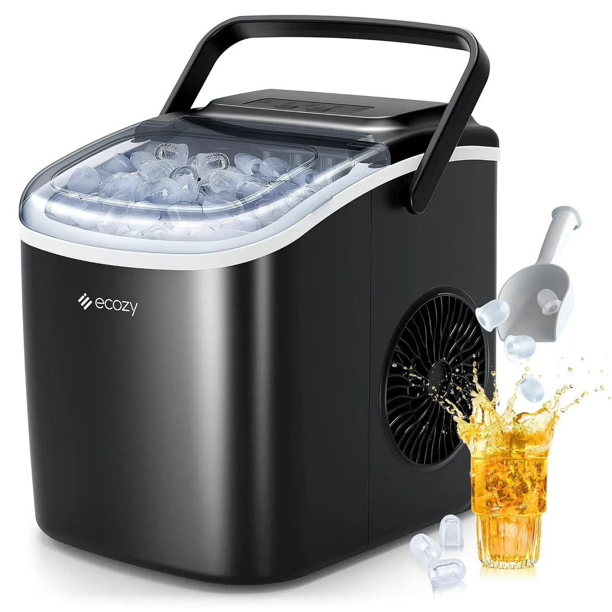Eiswürfelmaschine KG/24H, 2 Eiswürfel Größen, Eisbereiter, ecozy Eiswürfelmaschine Klein