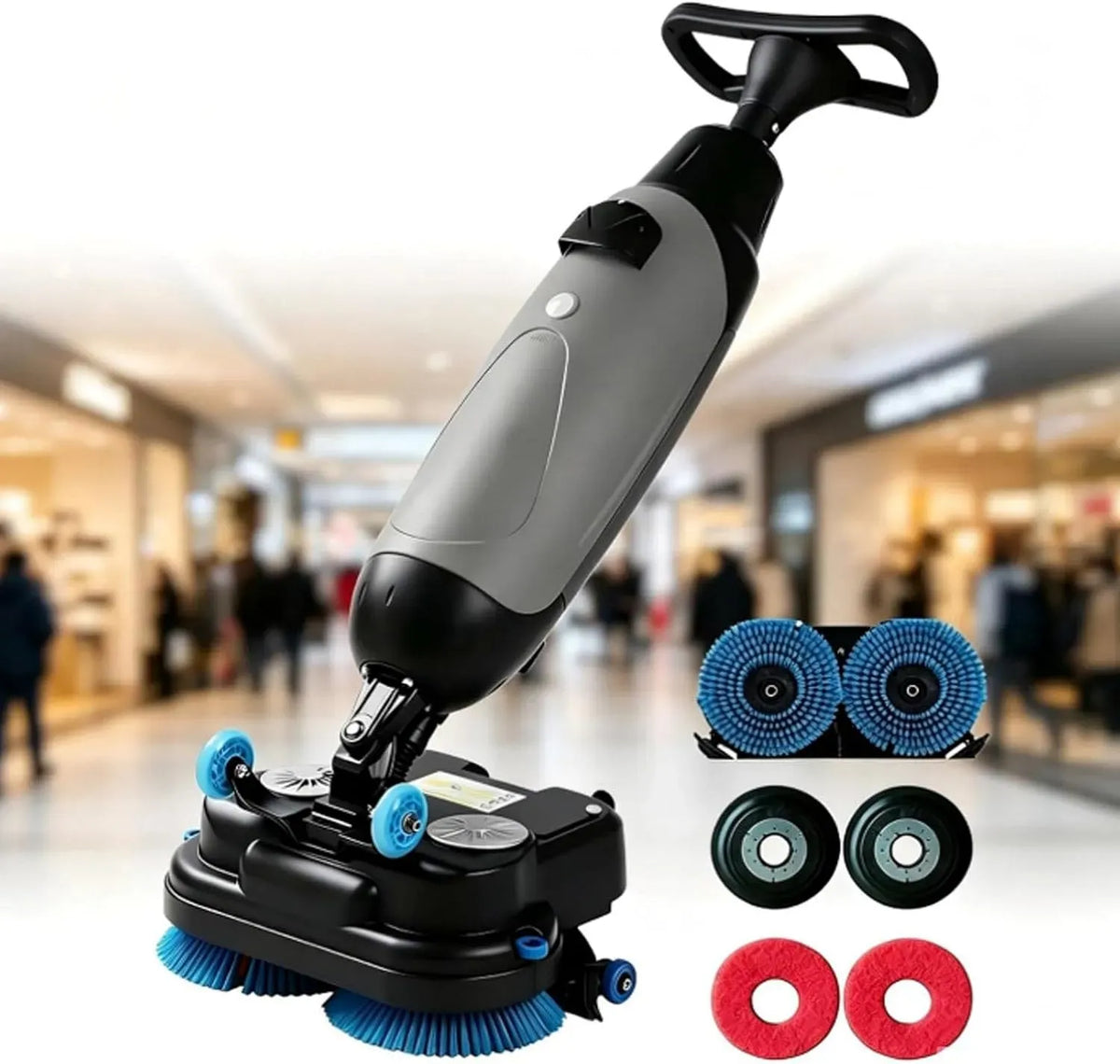 Aufsitz-Scheuersaugmaschine, Gewerbe-Scheuersaugmaschine, 43 cm, 4,5 L, 7,5 l, Einzelhandel, kabellos, Grau, für kleine Räume