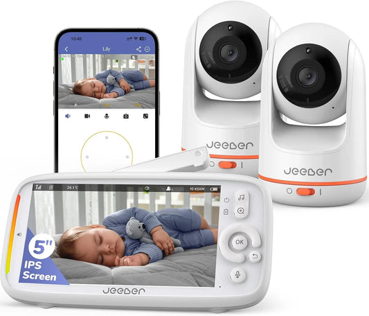 Monitor 2K/3MP 5-Zoll-IPS, WLAN, HDR, IPS-Panel, 2 Temperaturzonen, WLAN Babyphone mit 2 Kameras App, 2-Wege-Audio, HDR-Nachtsicht, 360°, VOX