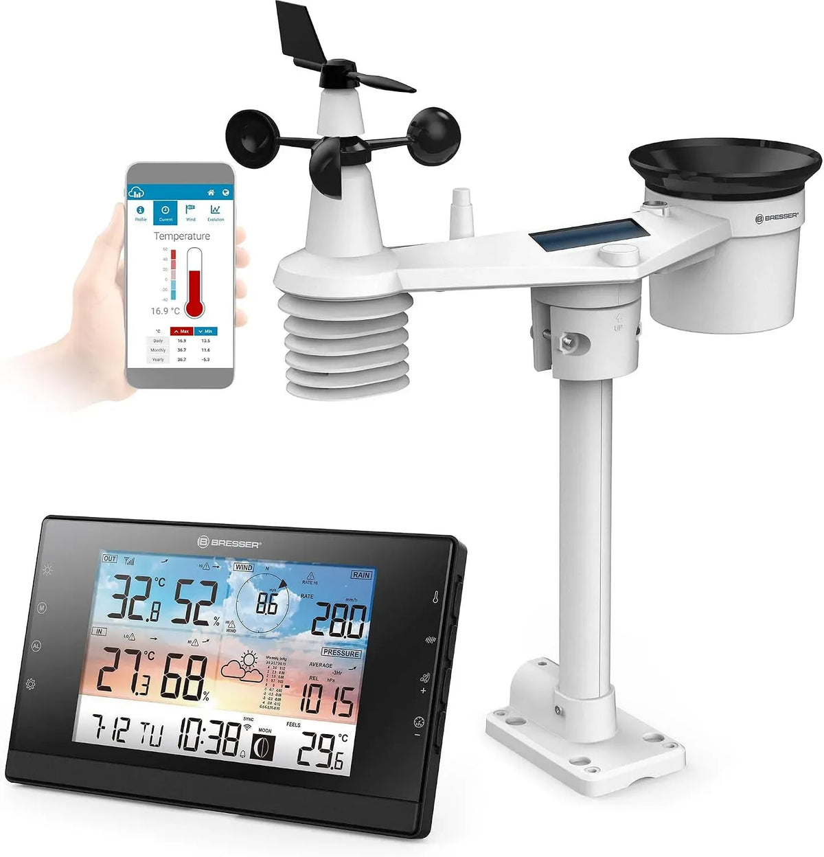 5-in-1-Multi-Sensor in-1-Multi-Sensor, Wetterstation, Außensensor, Regenmesser, Funkwetterstation, WLAN