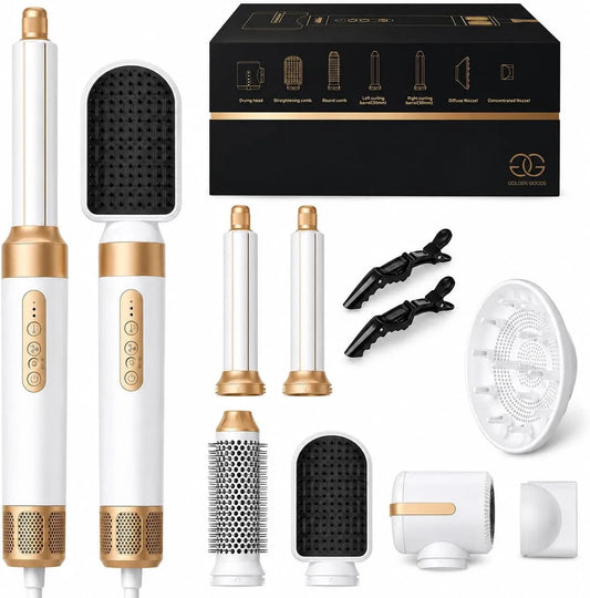Wäschetrockner, 1400 W, Airstyler 7-in-1, Trockner für Wäsche, Golden Goods H Set mit Warmluftbürste