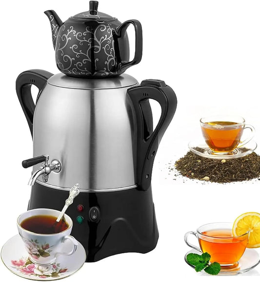 Teebereiter, 3 L, 2000 W, Warmhaltefunktion, 2 Temperaturzonen, Edelstahl, Wärmefunktion, für Kaffee